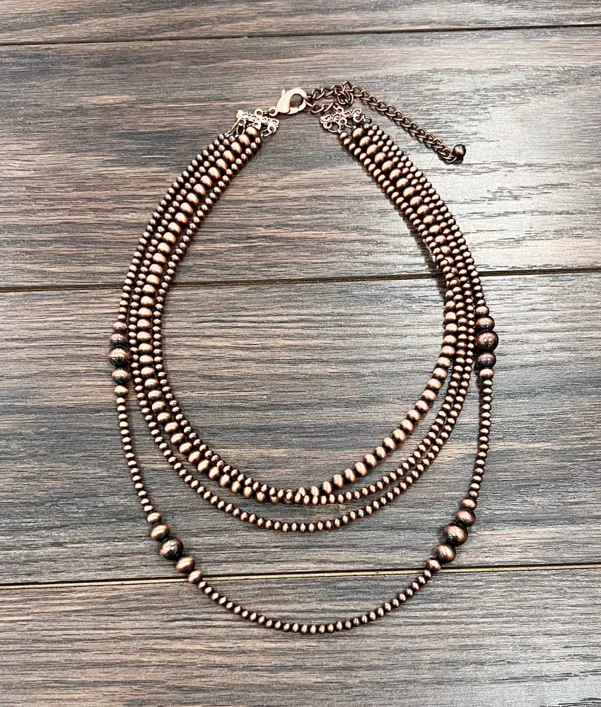 Copper Bead 4 Strand Necklace